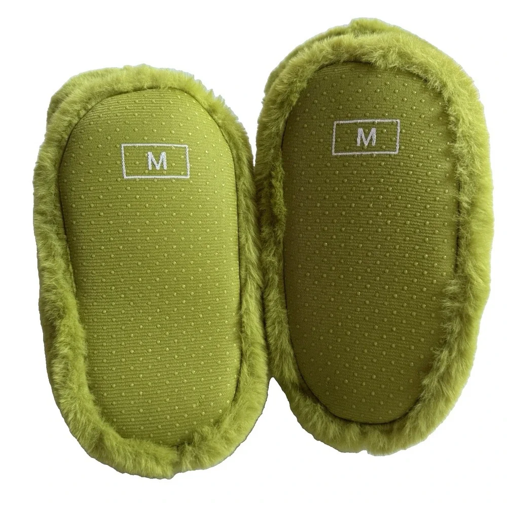 Dr Seuss Grinch Santa Plush Slipper Slip On Shoe Unisex Kids US M 11 12 Xmas Pom